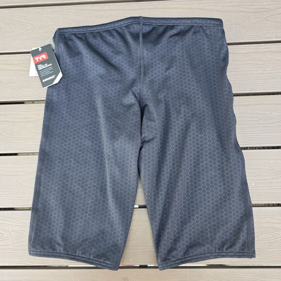 TYR Durafast Elite Black Hexa Drawstring  Swim Jammer Size 32 New - Picture 2 of 3